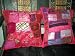 2 Pink Embroidered Sari Patchwork Pillows Cushion Covers 16"