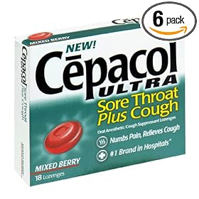 Cepacol Ultra Oral Anesthetic/Cough Suppressant Lozenges, Mixed Berry, 18 Lozenges per Pack, (Case of 6)