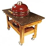 Teak Cart with Red Midnight Granite (Natural Wood / Red and Black Granite) (33