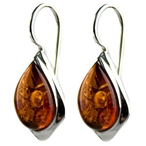 Honey Amber and Sterling Silver Hook Earrings