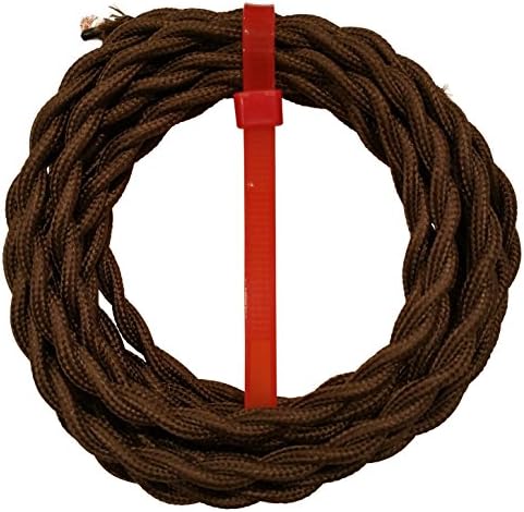 10 Feet Brown Twisted 18/2 Cloth Rayon Fabric Electrical Cord Great for Vintage and Antique Lamps &amp; Fans 18 Gauge Wire