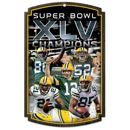 Green Bay Packers Super Bowl XLV Champions Player Wood Wall Sign