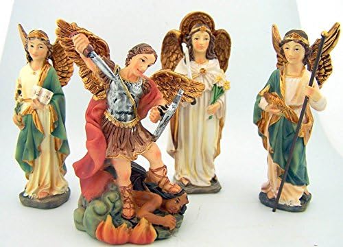 Set Of 4! Catholic Saint Michael Uriel Raphael Figures Statues