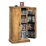 Review   / Locking CD DVD Blu-Ray Multi Media Storage Cabinet Organizer w/Key Lock - Pine Finish