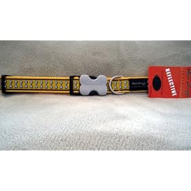 Red Dingo Dog Collar - Reflective Yellow (Medium)