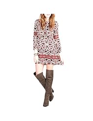 Lace-Up Long Sleeves General Print Crepe/Rayon/Viscose Mini Dress 