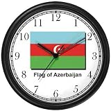 Flag of Azerbaijan - Azerbaijaian Theme Wall Clock by WatchBuddy Timepieces (Slate Blue Frame)
