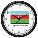 Flag of Azerbaijan - Azerbaijaian Theme Wall Clock by WatchBuddy Timepieces (Black Frame)
