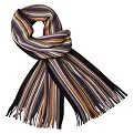 Men's Wool Knit Scarf With Stripes - Black