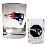 New England Patriots 2 Piece Rocks and Shot Glass Set