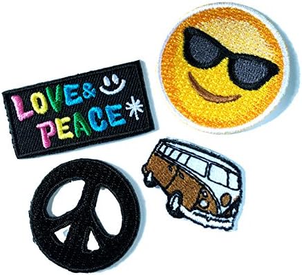 Hippy Style set w/ emoji Iron on Patch - EmojiPatches