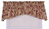 Ellis Curtain Palmer Floral Toile Crescent Valance Window Curtain, Red