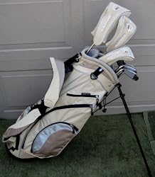 Ladies Petite Sized Complete Golf Clubs Set (Perfect Fit for someone 5'0" - 5'5" Tall) High Launch Drivers, Hybrid, Irons, Putter Bag Tan/Beige