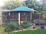 from forestfoxtrading NEW GREEN WOODEN GARDEN PARASOL 2m DIAMETER ROUND. PULLEY CORD UP DOWN OPERATION