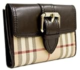 Burberry Haymarket Coated Canvas Brown Leather Credit Wallet 3207025