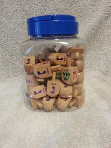 Natural Colored Wooden Dreidels - Bulk Pack of 50 - 2 Inches Tall