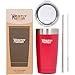 Healthy Human Stainless Steel Tumbler with Straw & Lid | Splash Proof Insulated Travel Cup | Eco-Friendly Coffee Tumblers | Water Cups with Straws Cleaner and Splash Proof Lids (20oz, Red Hot)