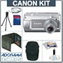 Canon Powershot A470 Digital Gray Camera Kit, with 1 GB SD Memory Card, Deluxe Carry Case, Mini Table Top Tripod, Neck Strap, Memory Card Wallet, Screen Protecters for LCD Screen, Cleaning Fluid with Cloth