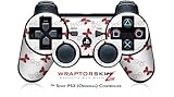 Sony PS3 Controller Skin Pastel Butterflies Red on White