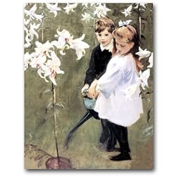 Garden Study of Vicker's Children - Box Set of 12 Greeting Cards and Patterned Envelopes