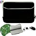 Black with Grey Trim Lightweight Design Laptop Micro Suede Nubuck Sleeve Scratch Guard Case with Interior Bubble Padding for 13 inch Dell Inspiron Mini Duo 3487FNT Notebook Laptops + USB Optical Mini Mouse + Bestpricecenter Mouse Pad