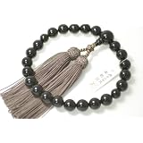NEWSTONE ２２珠　特上　黒曜石（オブシディアン）　正絹頭付房　【男性用略式数珠】　【ブランド京念珠】　お彼岸【obsidian-12-FPROS-home】 (こげ茶)