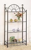 Sunburst Design Wrought Iron Style 4 Tier Rack / Bookcase with Glass Shelves