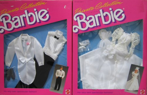 Barbie Private Collection BRIDAL FASHIONS SET of 2 BRIDE & GROOM Outfits for Barbie & Ken Dolls (1987)