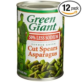 Green Giant Cut Asparagus Spears, Low Salt, 14.5-Ounce Cans (Pack of 12)