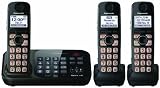 Panasonic KX-TG4743B DECT 6.0 Cordless Phone with Answering System, Black, 3 Handsets