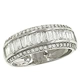 3 Row Channel Baguette and Pave Diamond Band 1.00cttw