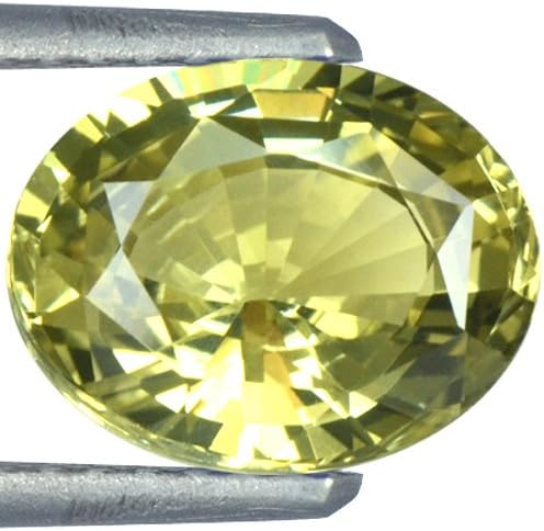 Starjewelryco 3.12 Cts Natural Greenish Yellow Sapphire Gemstone Oval Cut Certified Unheated