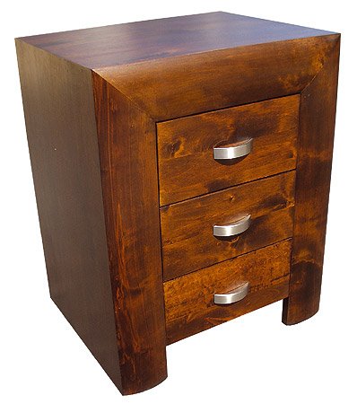 Convex Range 3 Drawer Bedside Table Birch