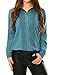 Allegra K Women Tile Print Long Sleeves Buttoned Tunic Shirt Blue XL