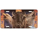 6211-Hallowed Harmony-Indian Eagle Wolf Buffalo License Plate Car Auto Novelty Front... 