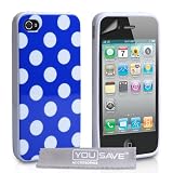 Yousave Accessories AP-GA01-Z326 Coque en gel silicone avec Protecteur �cran pour iPhone 4 / 4S Bleu / Blancpar Yousave Accessories