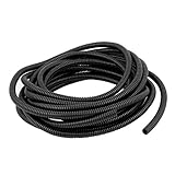 uxcell　コルゲートチューブ　プラスチック　中国　105g　ブラック　10mm　6.6m