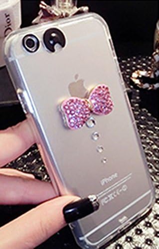 (Lighting Color can change) Bling Flower Butterfly Rhinestone LED Flash Light UP Remind Incoming Call Cases Cover For Smart Mobile Phones (Samsung Galaxy S6 Edge G925, Rose-Bow)