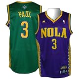 adidas New Orleans Hornets #3 Chris Paul Gold-Purple-Green Mardi Gras Swingman Basketball Jersey