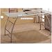 CONTEMPORARY DESK WITH BOLD ARC BASE AND GLASS TOP