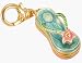 Adorable Designer Look 3d Blue Flower Flip-Flop Charm with Crystal Accents Gold Tone Charm Opens