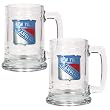 New York Rangers 2pc 15oz Glass Tankard Set- Primary Logo NHL Hockey