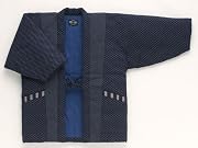 刺し子絣柄 【男性用】干せば膨らむ 本場久留米袢纏はんてん 半纏 半天ちゃんちゃんこ 丹前 (フリーサイズ)