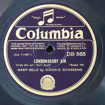 Sidonie - 78rpm Sidonie Goossens Londonderry Air / Whirlwind - Harp Solo - Zortam Music