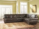 100% Genuine All Leather Walnut Upholstery Sectional Sofa with Extension Armless Chair Set