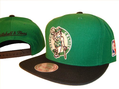 Boston Celtics Mitchell & Ness Green & Black Adjustable Snap Back Baseball Cap Hat