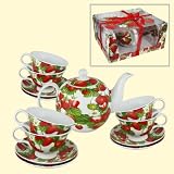 Teeservice "Erdbeere" 13 Tlg. (1 Teekanne+6 Tassen+6 Untertassen) kaffeservice