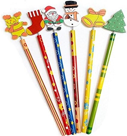 Cute Cartoon Style Pencil Creative Christmas Gift Best Student Christmas Prize Newest Stationery Pencil Lovely Wood Noel Gift, Ship outside US.