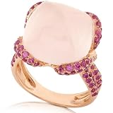 One of a Kind Rose Quartz, Rhodolite, and Diamond Ring (HI/SI) in 18k Rose Gold
