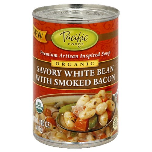 Pacific Natural Foods Organic Savory White Bean With Smoked Bacon Soup, 14.5-Ounce Tins... by Bacon